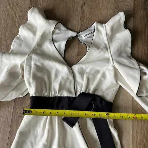 SELF-PORTRAIT Women's Monochrome Asymmetric Wrap Dress Size 2 In White